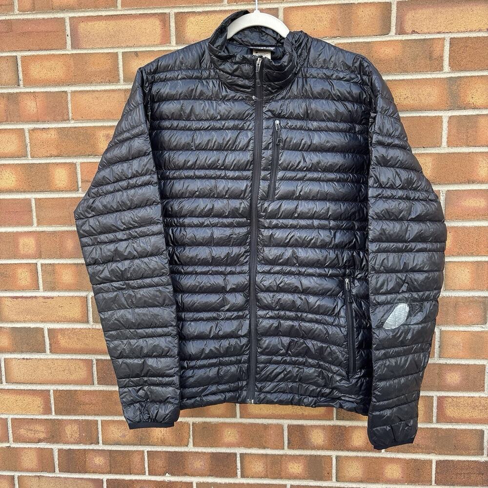 Patagonia Ultralight Down Jacket Mens Medium Black Puffer Full Zip Outdoor Patch
